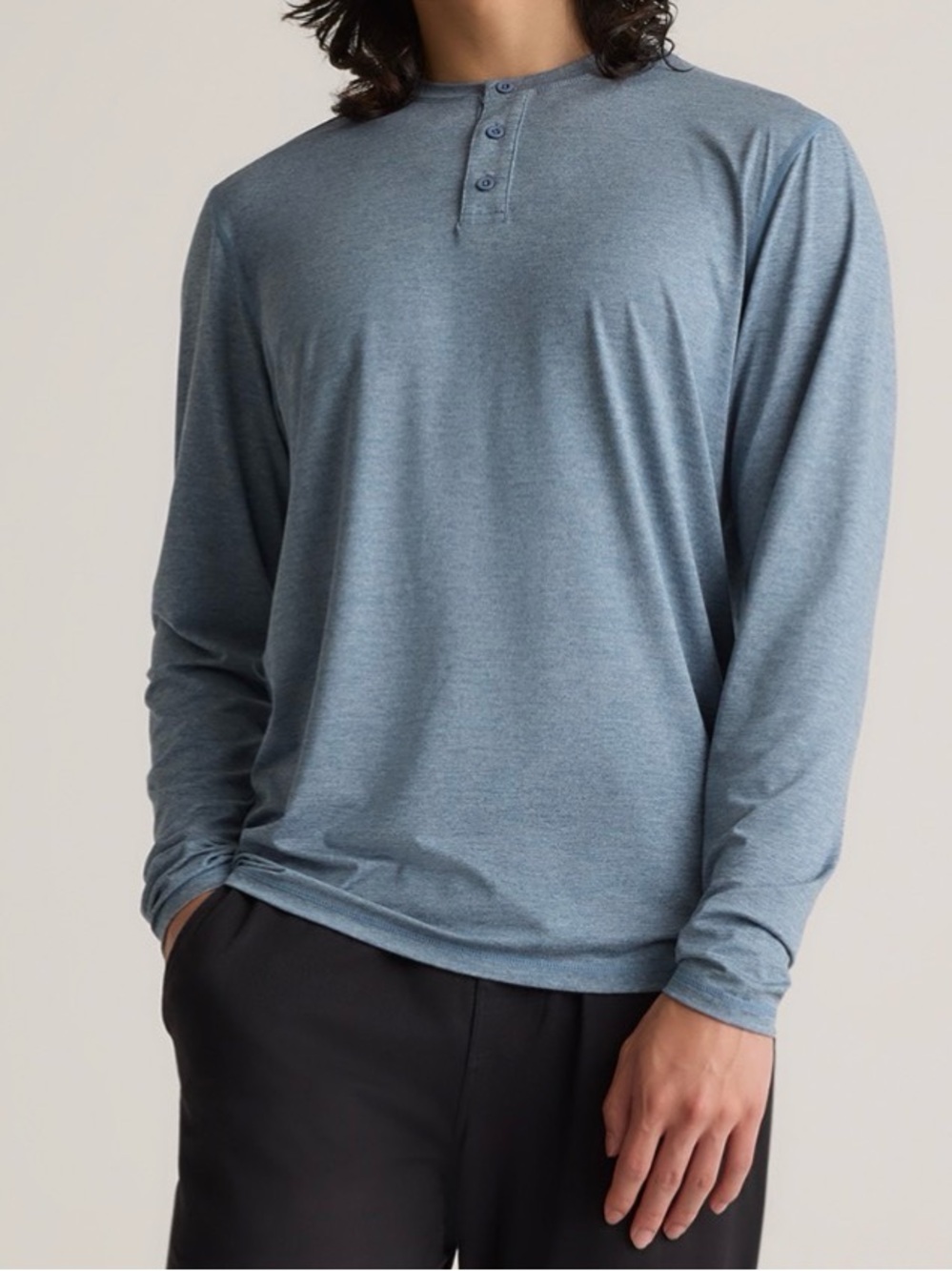 Quince Men’s Flowknit Breeze Performance Long Sleeve Henley Tee